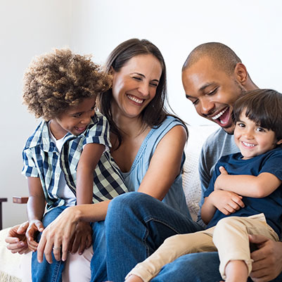 kids and parents laughing